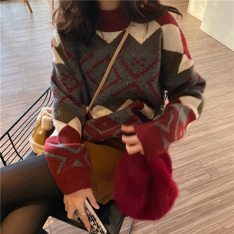 Autumn Winter Long Sleeve Pullover Sweater Women Knitted O - neck Knitwear - American Thistle Autumn Winter Long Sleeve Pullover Sweater Women Knitted O - neck Knitwear