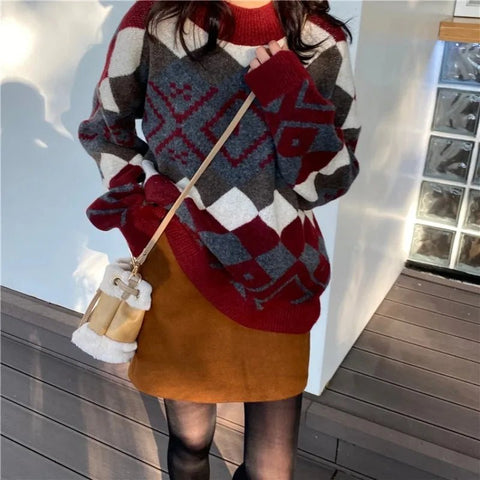 Autumn Winter Long Sleeve Pullover Sweater Women Knitted O - neck Knitwear - American Thistle Autumn Winter Long Sleeve Pullover Sweater Women Knitted O - neck Knitwear