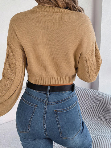 Autumn Winter Solid Short Sweater Casual Knitted Long Sleeve Pullover Women Clothing Crop Top Gray Army Green Red - American Thistle Autumn Winter Solid Short Sweater Casual Knitted Long Sleeve Pullover Women Clothing Crop Top Gray Army Green Red