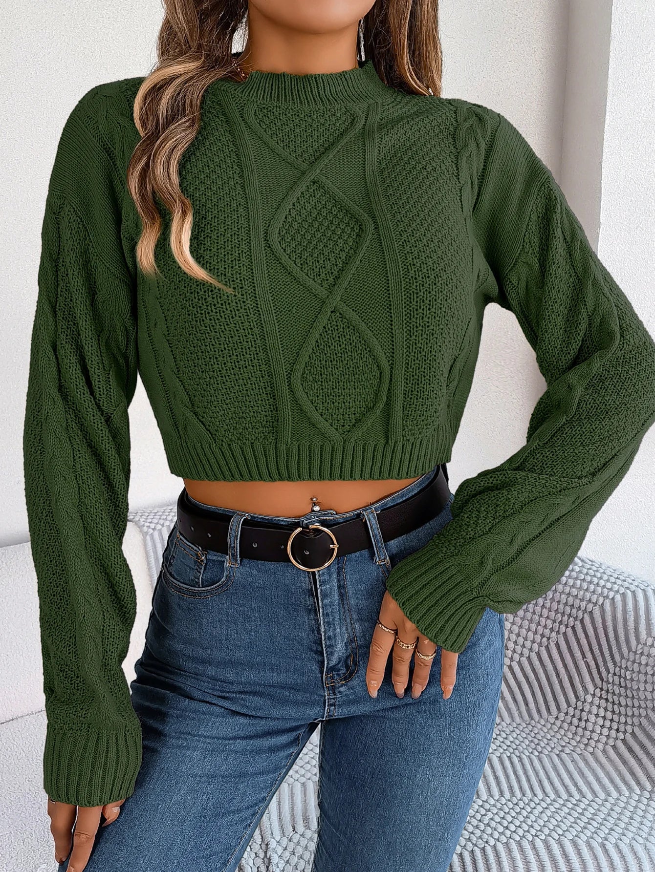 Autumn Winter Solid Short Sweater Casual Knitted Long Sleeve Pullover Women Clothing Crop Top Gray Army Green Red - American Thistle Autumn Winter Solid Short Sweater Casual Knitted Long Sleeve Pullover Women Clothing Crop Top Gray Army Green Red