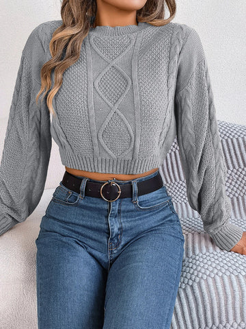 Autumn Winter Solid Short Sweater Casual Knitted Long Sleeve Pullover Women Clothing Crop Top Gray Army Green Red - American Thistle Autumn Winter Solid Short Sweater Casual Knitted Long Sleeve Pullover Women Clothing Crop Top Gray Army Green Red