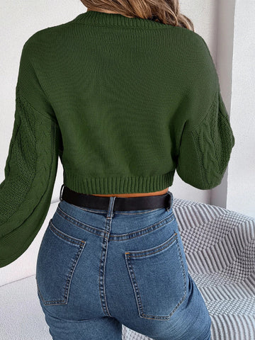 Autumn Winter Solid Short Sweater Casual Knitted Long Sleeve Pullover Women Clothing Crop Top Gray Army Green Red - American Thistle Autumn Winter Solid Short Sweater Casual Knitted Long Sleeve Pullover Women Clothing Crop Top Gray Army Green Red