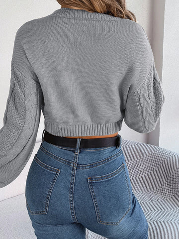 Autumn Winter Solid Short Sweater Casual Knitted Long Sleeve Pullover Women Clothing Crop Top Gray Army Green Red - American Thistle Autumn Winter Solid Short Sweater Casual Knitted Long Sleeve Pullover Women Clothing Crop Top Gray Army Green Red