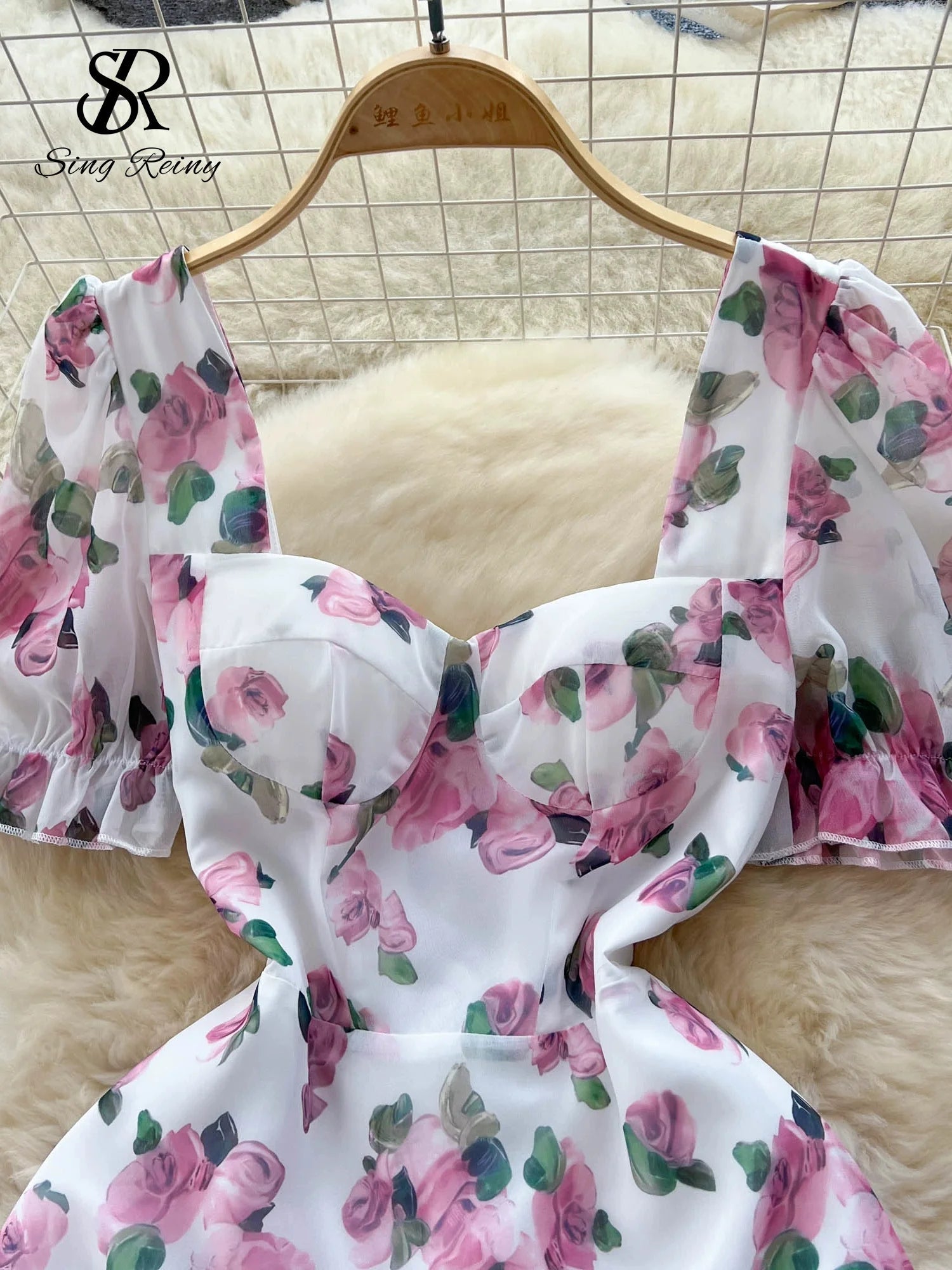 Beach Vacation Floral Print Dress Women Backless Lace Up Cross Back - American Thistle Beach Vacation Floral Print Dress Women Backless Lace Up Cross Back