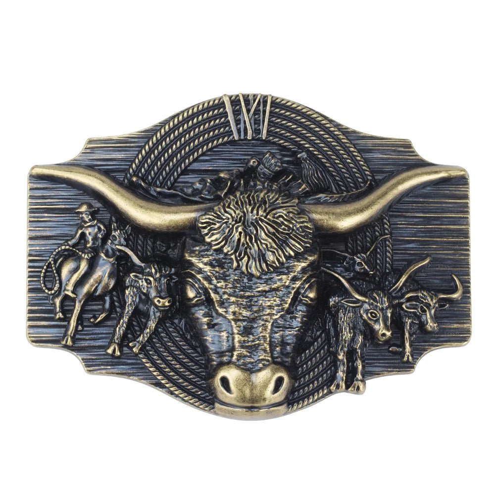 Bison Head Belt Buckle Western Cowboy Style Retro Buckle for 3.8cm Width Belt - American ThistleBison Head Belt Buckle Western Cowboy Style Retro Buckle for 3.8cm Width Belt