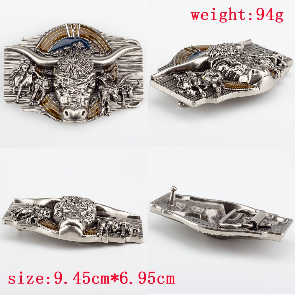 Bison Head Belt Buckle Western Cowboy Style Retro Buckle for 3.8cm Width Belt - American ThistleBison Head Belt Buckle Western Cowboy Style Retro Buckle for 3.8cm Width Belt