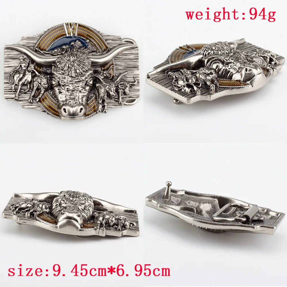 Bison Head Belt Buckle Western Cowboy Style Retro Buckle for 3.8cm Width Belt - American ThistleBison Head Belt Buckle Western Cowboy Style Retro Buckle for 3.8cm Width Belt