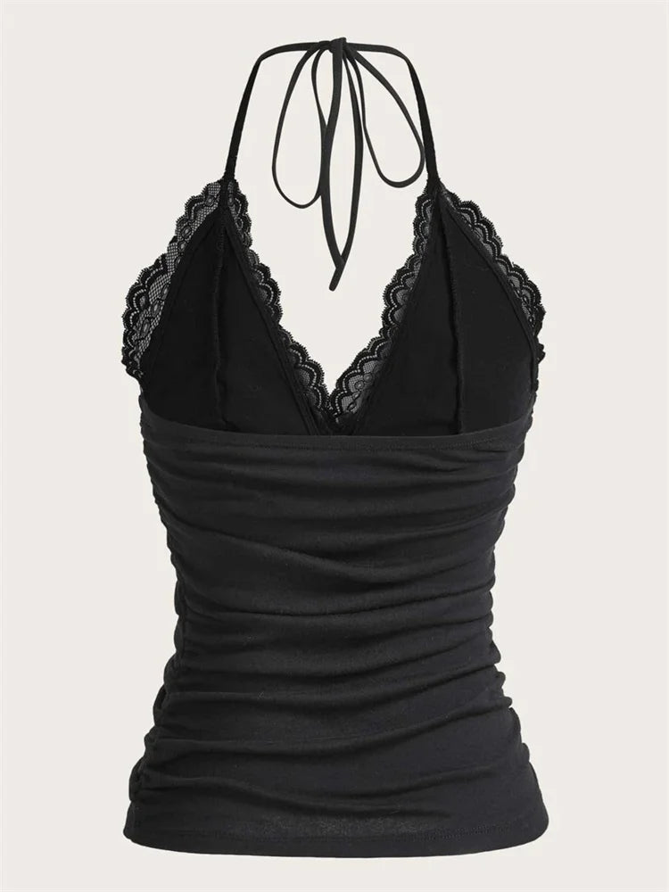 Black Backless Halter Top Women Summer - American Thistle Black Backless Halter Top Women Summer