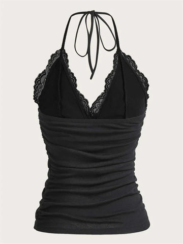 Black Backless Halter Top Women Summer - American Thistle Black Backless Halter Top Women Summer