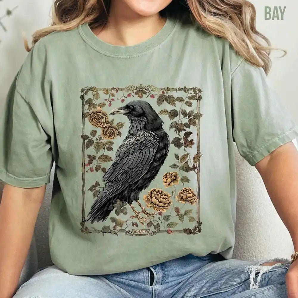 Black Crow T-Shirt Roses Short Sleeve - American Thistle Black Crow T-Shirt Roses Short Sleeve