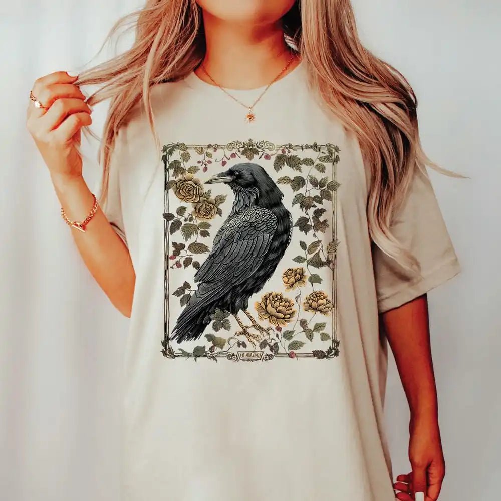 Black Crow T-Shirt Roses Short Sleeve - American Thistle Black Crow T-Shirt Roses Short Sleeve