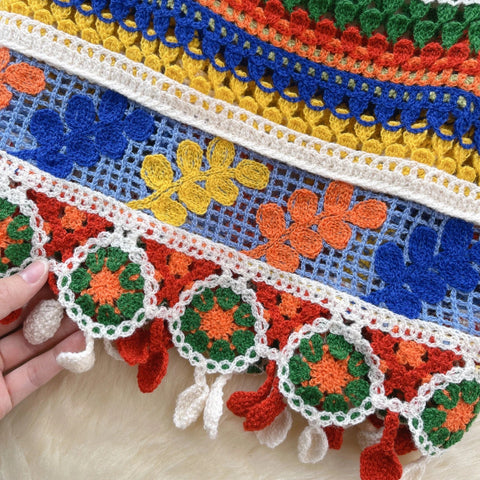 Bohemian Rainbow Knit Crop Tops - American Thistle Bohemian Rainbow Knit Crop Tops