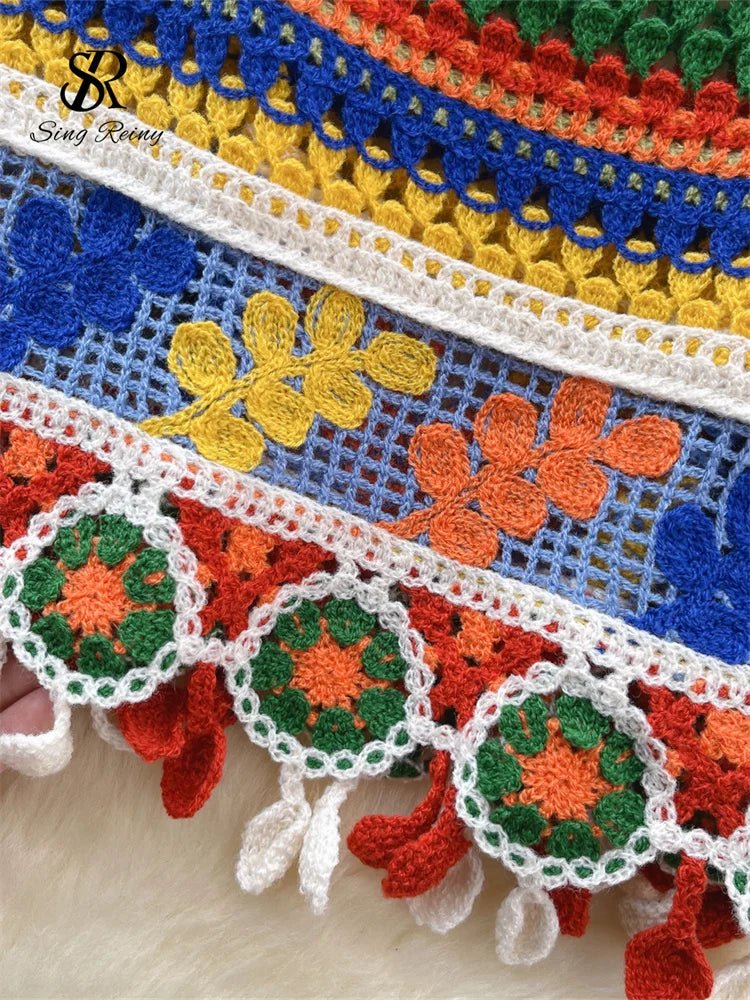 Bohemian Rainbow Knit Crop Tops - American Thistle Bohemian Rainbow Knit Crop Tops