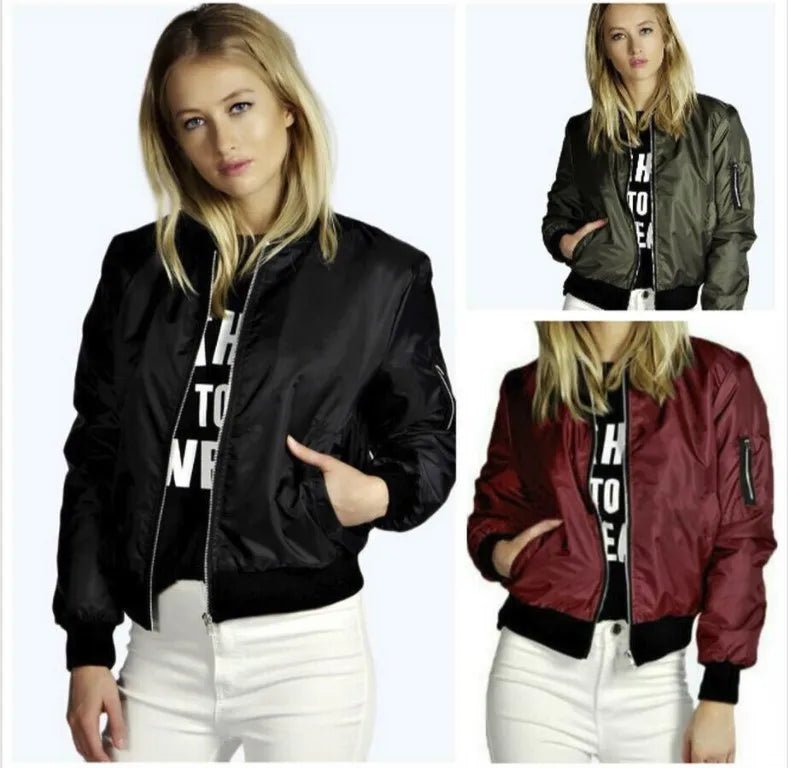 Bomber Street Jacket for Women Female Fashion Zipper Long Sleeve Coat Woman - American Thistle Bomber Street Jacket for Women Female Fashion Zipper Long Sleeve Coat Woman