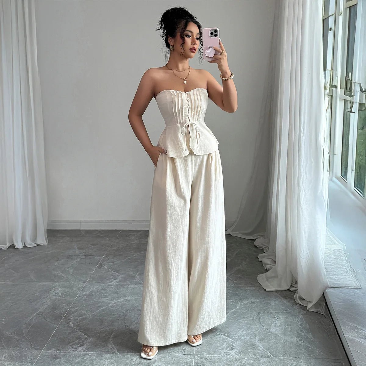 Boutique New Fashionable and Elegant Sleeveless Vest Casual Straight Leg Pants Women's Set - American Thistle Boutique New Fashionable and Elegant Sleeveless Vest Casual Straight Leg Pants Women's Set