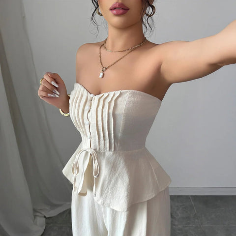 Boutique New Fashionable and Elegant Sleeveless Vest Casual Straight Leg Pants Women's Set - American Thistle Boutique New Fashionable and Elegant Sleeveless Vest Casual Straight Leg Pants Women's Set