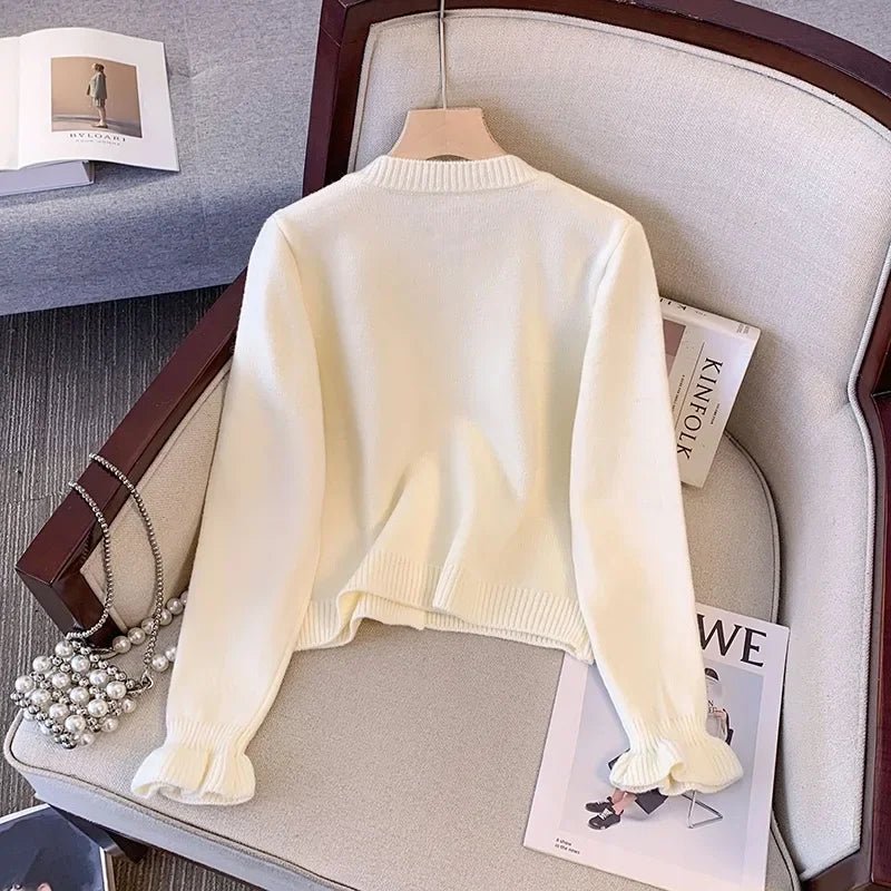 Bow Sweater Cardigan Womans Soft Knitted Long Sleeve Elegant - American ThistleBow Sweater Cardigan Womans Soft Knitted Long Sleeve Elegant