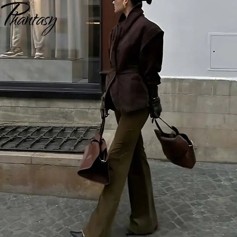 Buckle Casual Suede Jacket Street Fashion Waist with Buttons Coat Casual Style - American Thistle Buckle Casual Suede Jacket Street Fashion Waist with Buttons Coat Casual Style