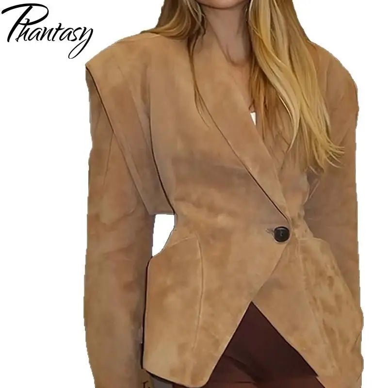 Buckle Casual Suede Jacket Street Fashion Waist with Buttons Coat Casual Style - American Thistle Buckle Casual Suede Jacket Street Fashion Waist with Buttons Coat Casual Style