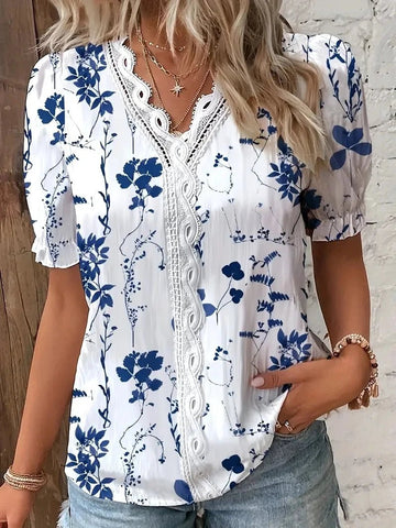 Casual Floral Blouse Shirt for Women - American Thistle Casual Floral Blouse Shirt for Women