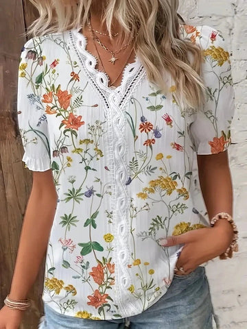 Casual Floral Blouse Shirt for Women - American Thistle Casual Floral Blouse Shirt for Women
