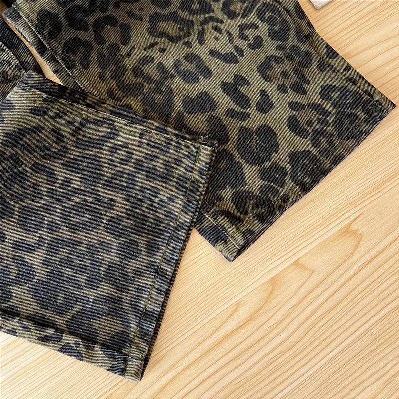Casual Jeans Retro American Style Leopard Print Design Straight Leg - American Thistle Casual Jeans Retro American Style Leopard Print Design Straight Leg