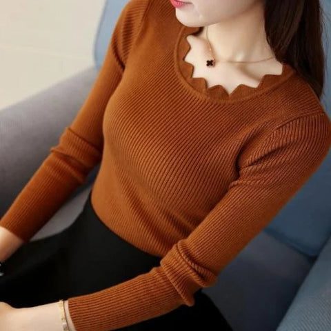 Casual Solid Sweater Women Knitted Slim White Pullover Long Sleeve Tops 2024 Autumn Winter Butterfly Neck Jumper Female 7167 50 - American Thistle Casual Solid Sweater Women Knitted Slim White Pullover Long Sleeve Tops 2024 Autumn Winter Butterfly Neck Jumper Female 7167 50
