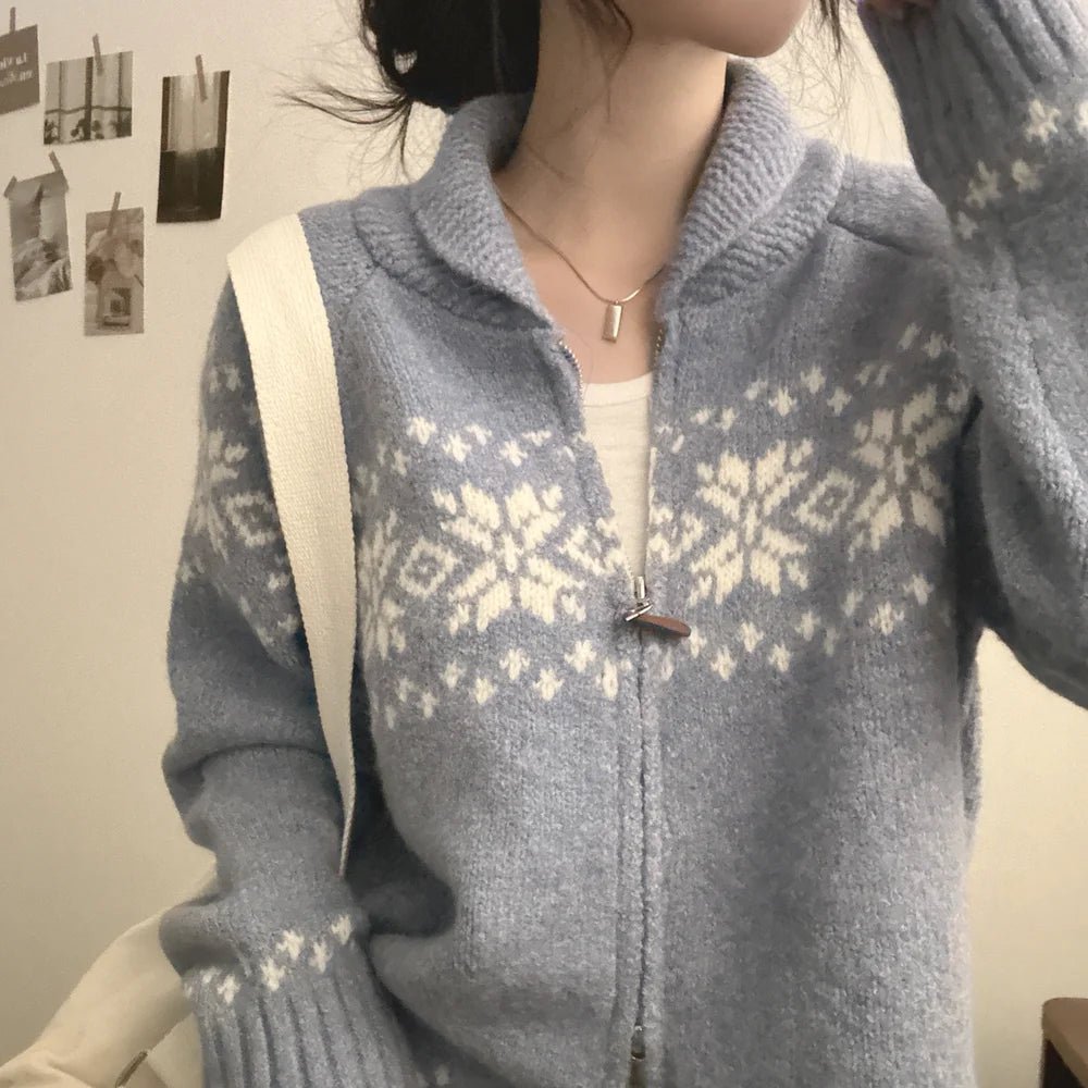 Chic Autumn Winter Loose Fit Long Sve Knitted Sweater Women's Faion Retro Color Blo Design Casual Versatile Outerwear - American Thistle Chic Autumn Winter Loose Fit Long Sve Knitted Sweater Women's Faion Retro Color Blo Design Casual Versatile Outerwear