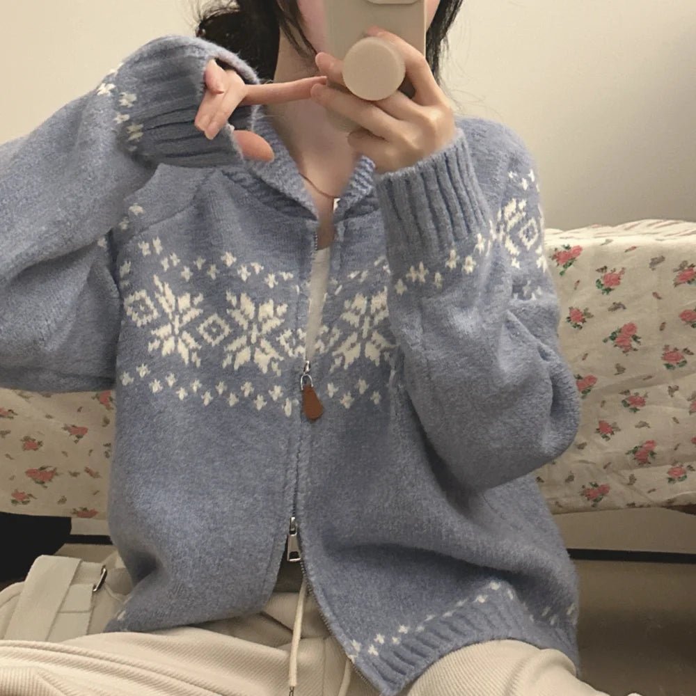 Chic Autumn Winter Loose Fit Long Sve Knitted Sweater Women's Faion Retro Color Blo Design Casual Versatile Outerwear - American Thistle Chic Autumn Winter Loose Fit Long Sve Knitted Sweater Women's Faion Retro Color Blo Design Casual Versatile Outerwear