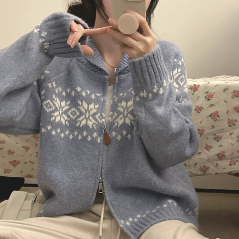 Chic Autumn Winter Loose Fit Long Sve Knitted Sweater Women's Faion Retro Color Blo Design Casual Versatile Outerwear - American Thistle Chic Autumn Winter Loose Fit Long Sve Knitted Sweater Women's Faion Retro Color Blo Design Casual Versatile Outerwear