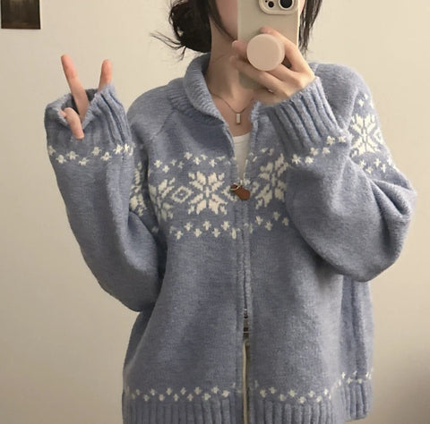 Chic Autumn Winter Loose Fit Long Sve Knitted Sweater Women's Faion Retro Color Blo Design Casual Versatile Outerwear - American Thistle Chic Autumn Winter Loose Fit Long Sve Knitted Sweater Women's Faion Retro Color Blo Design Casual Versatile Outerwear