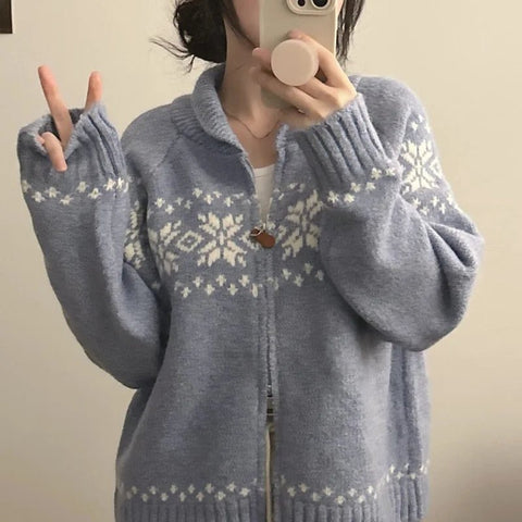 Chic Autumn Winter Loose Fit Long Sve Knitted Sweater Women's Faion Retro Color Blo Design Casual Versatile Outerwear - American Thistle Chic Autumn Winter Loose Fit Long Sve Knitted Sweater Women's Faion Retro Color Blo Design Casual Versatile Outerwear