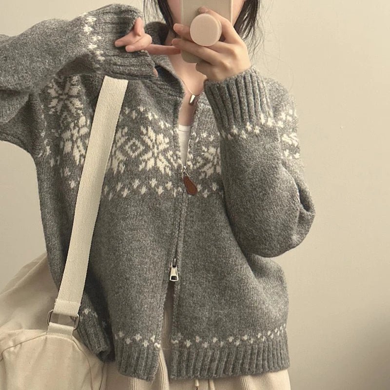 Chic Autumn Winter Loose Fit Long Sve Knitted Sweater Women's Faion Retro Color Blo Design Casual Versatile Outerwear - American Thistle Chic Autumn Winter Loose Fit Long Sve Knitted Sweater Women's Faion Retro Color Blo Design Casual Versatile Outerwear