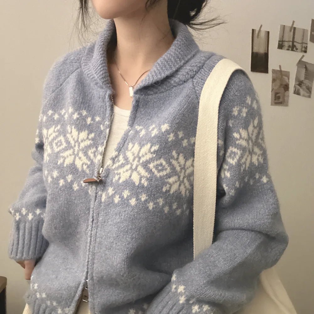 Chic Autumn Winter Loose Fit Long Sve Knitted Sweater Women's Faion Retro Color Blo Design Casual Versatile Outerwear - American Thistle Chic Autumn Winter Loose Fit Long Sve Knitted Sweater Women's Faion Retro Color Blo Design Casual Versatile Outerwear