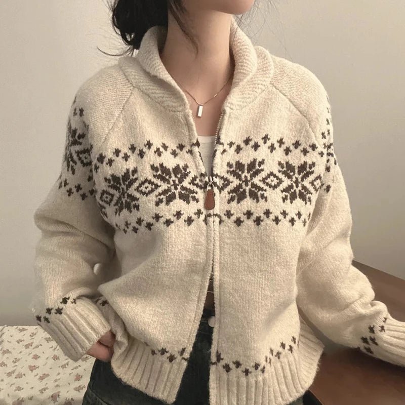 Chic Autumn Winter Loose Fit Long Sve Knitted Sweater Women's Faion Retro Color Blo Design Casual Versatile Outerwear - American Thistle Chic Autumn Winter Loose Fit Long Sve Knitted Sweater Women's Faion Retro Color Blo Design Casual Versatile Outerwear