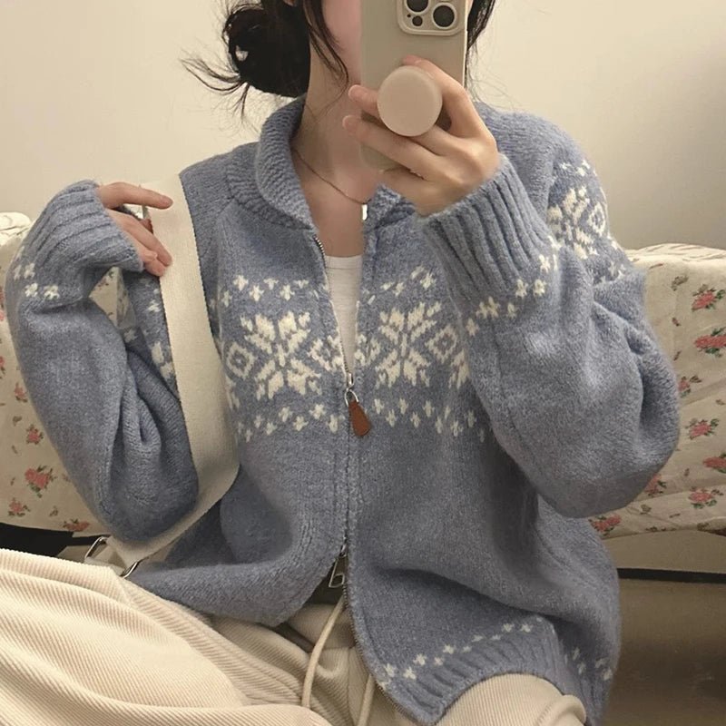 Chic Autumn Winter Loose Fit Long Sve Knitted Sweater Women's Faion Retro Color Blo Design Casual Versatile Outerwear - American Thistle Chic Autumn Winter Loose Fit Long Sve Knitted Sweater Women's Faion Retro Color Blo Design Casual Versatile Outerwear