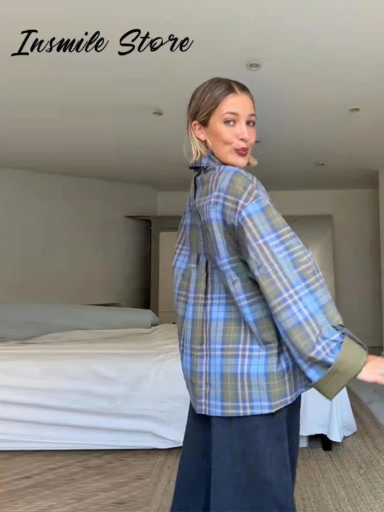 Chic Plaid Double Side Coats Women Lapel Single Breasted Long Sleeve Pocket Lace Up Jacket 2025 Autumn Lady Casual Outwear New - American Thistle Chic Plaid Double Side Coats Women Lapel Single Breasted Long Sleeve Pocket Lace Up Jacket 2025 Autumn Lady Casual Outwear New