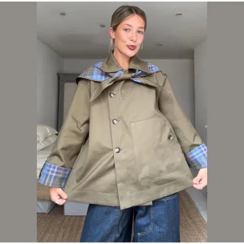 Chic Plaid Double Side Coats Women Lapel Single Breasted Long Sleeve Pocket Lace Up Jacket 2025 Autumn Lady Casual Outwear New - American Thistle Chic Plaid Double Side Coats Women Lapel Single Breasted Long Sleeve Pocket Lace Up Jacket 2025 Autumn Lady Casual Outwear New