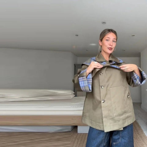 Chic Plaid Double Side Coats Women Lapel Single Breasted Long Sleeve Pocket Lace Up Jacket 2025 Autumn Lady Casual Outwear New - American Thistle Chic Plaid Double Side Coats Women Lapel Single Breasted Long Sleeve Pocket Lace Up Jacket 2025 Autumn Lady Casual Outwear New