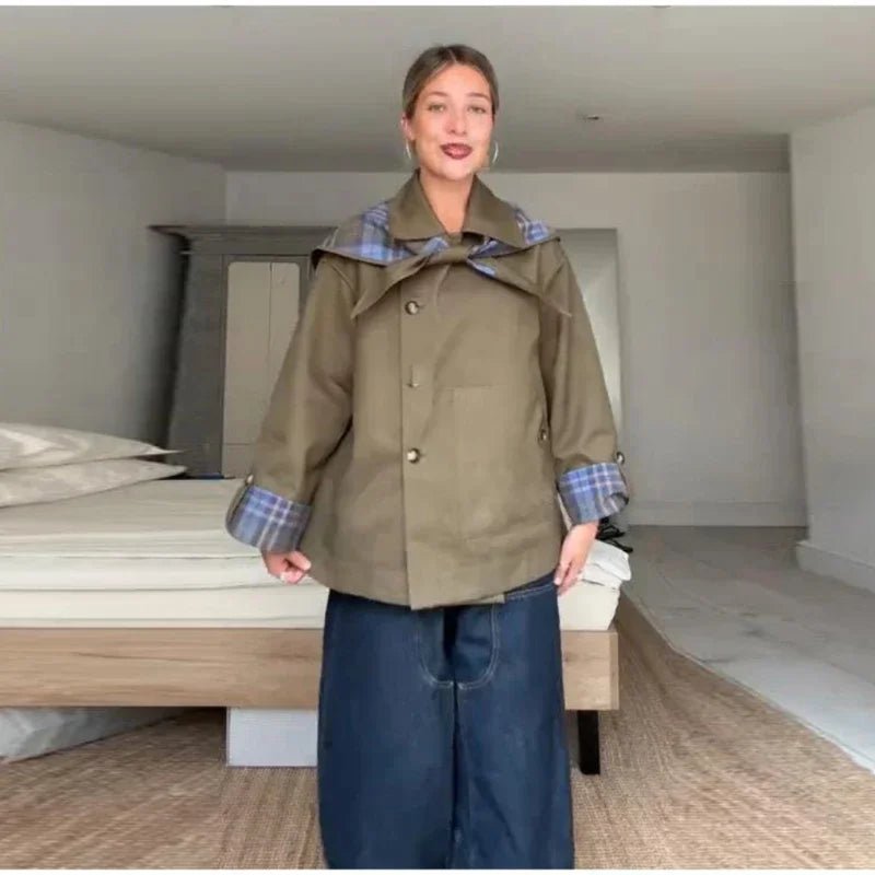 Chic Plaid Double Side Coats Women Lapel Single Breasted Long Sleeve Pocket Lace Up Jacket 2025 Autumn Lady Casual Outwear New - American Thistle Chic Plaid Double Side Coats Women Lapel Single Breasted Long Sleeve Pocket Lace Up Jacket 2025 Autumn Lady Casual Outwear New