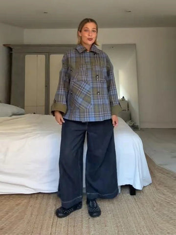 Chic Plaid Double Side Coats Women Lapel Single Breasted Long Sleeve Pocket Lace Up Jacket 2025 Autumn Lady Casual Outwear New - American Thistle Chic Plaid Double Side Coats Women Lapel Single Breasted Long Sleeve Pocket Lace Up Jacket 2025 Autumn Lady Casual Outwear New