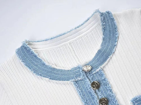 Chic Short Sleeve Elegant Contrasting Women Knit Maxi Dress Bodycon with Buttons - American Thistle Chic Short Sleeve Elegant Contrasting Women Knit Maxi Dress Bodycon with Buttons