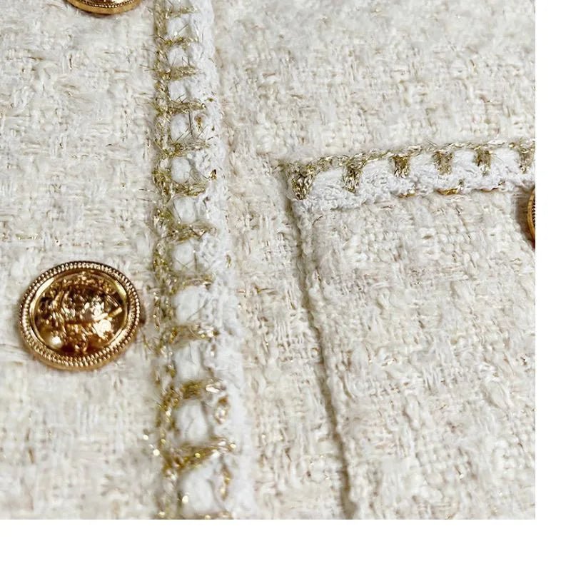 Chic White Tweed Jackets Women Long Sleeve Sweet Coat - American Thistle Chic White Tweed Jackets Women Long Sleeve Sweet Coat