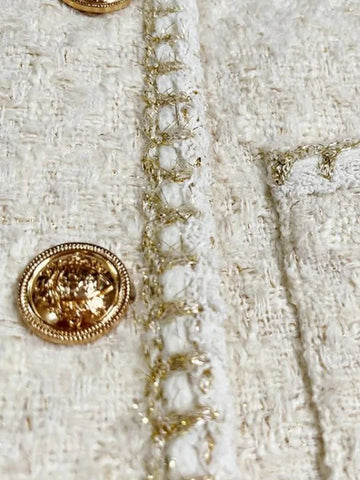 Chic White Tweed Jackets Women Long Sleeve Sweet Coat - American Thistle Chic White Tweed Jackets Women Long Sleeve Sweet Coat