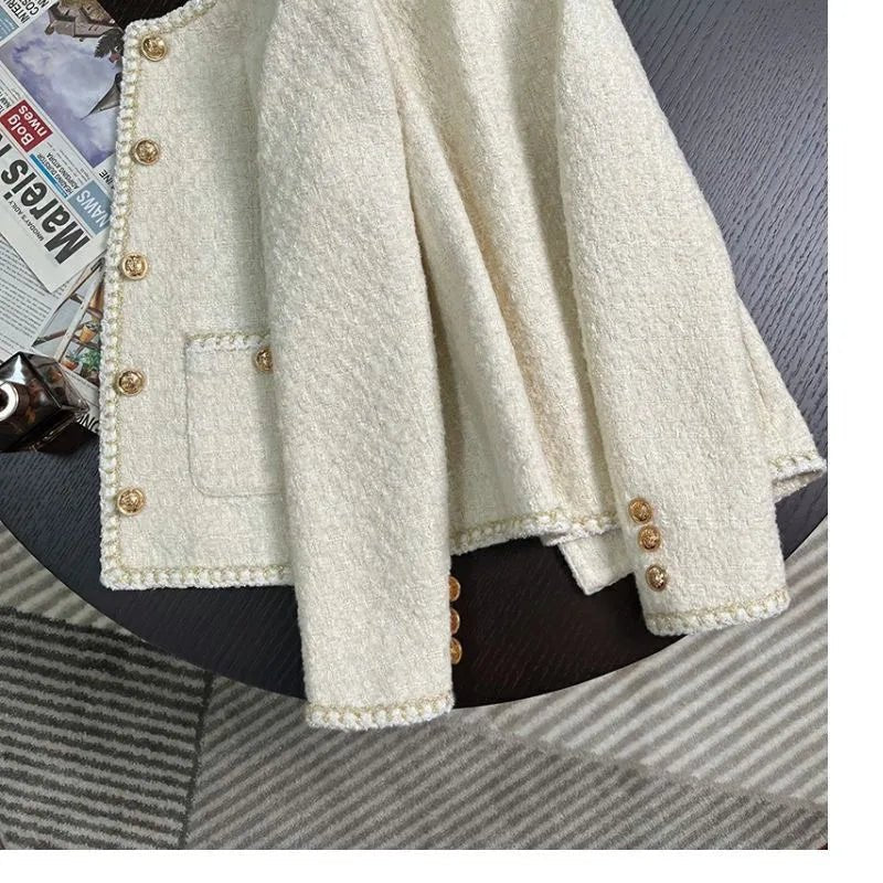 Chic White Tweed Jackets Women Long Sleeve Sweet Coat - American Thistle Chic White Tweed Jackets Women Long Sleeve Sweet Coat