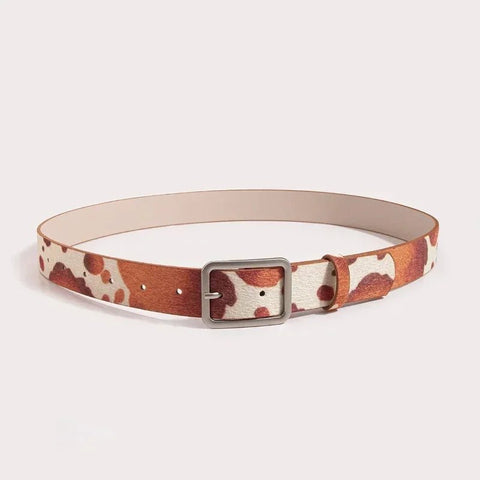 Colorful Cow Print Belts Fashionable Simulated Animal Fur Belts Buckles Woman Apparel Accessories - American ThistleColorful Cow Print Belts Fashionable Simulated Animal Fur Belts Buckles Woman Apparel Accessories