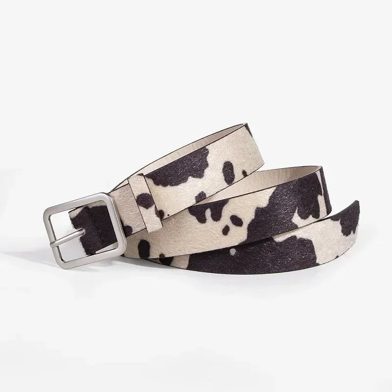 Colorful Cow Print Belts Fashionable Simulated Animal Fur Belts Buckles Woman Apparel Accessories - American ThistleColorful Cow Print Belts Fashionable Simulated Animal Fur Belts Buckles Woman Apparel Accessories
