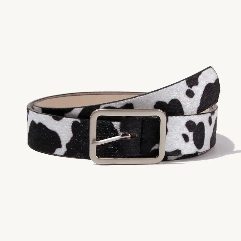 Colorful Cow Print Belts Fashionable Simulated Animal Fur Belts Buckles Woman Apparel Accessories - American ThistleColorful Cow Print Belts Fashionable Simulated Animal Fur Belts Buckles Woman Apparel Accessories