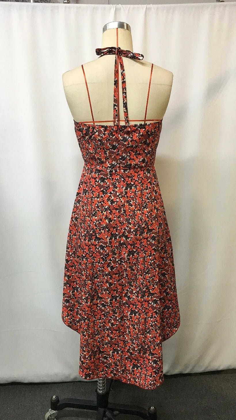 Country Western Cowboy Dress for Women, Retro Vintage Party Maxi Dress with High Slit, Romantic Red Floral Dress - American Thistle Country Western Cowboy Dress for Women, Retro Vintage Party Maxi Dress with High Slit, Romantic Red Floral Dress