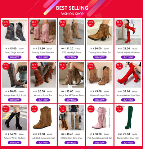 Cowboy Boots Shoes For Women Embroidery Tassel Chunky Heels Pointed Toe Pink Western Boots Fashion Slip - on Wedge Boots Female - American ThistleCowboy Boots Shoes For Women Embroidery Tassel Chunky Heels Pointed Toe Pink Western Boots Fashion Slip - on Wedge Boots Female